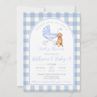 Puppy Dog Boy Baby Shower Gingham Einladung