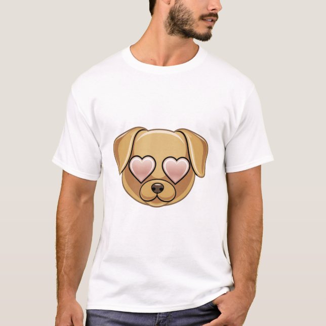 Puppy Dog Face with Heart Eyes Emoji Cute Love  T-Shirt (Vorderseite)