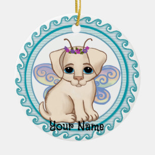 Puppy Dog Fairy Keramik Ornament