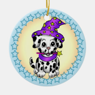 Puppy Dog Fairy Wizard Keramik Ornament