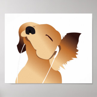 Puppy Dog Jammin' to Music Poster