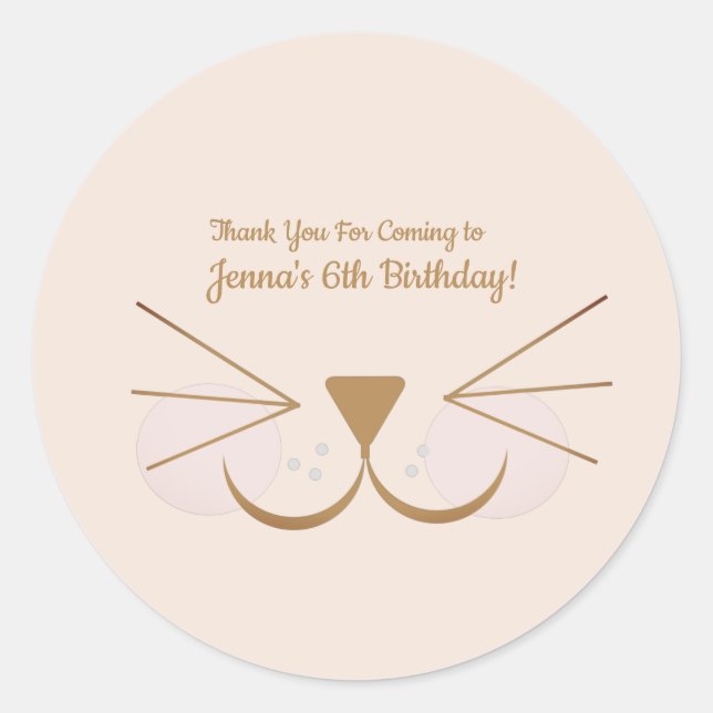 Puppy Dog Kitten Face Gastgeschenk Runder Aufkleber (Vorderseite)