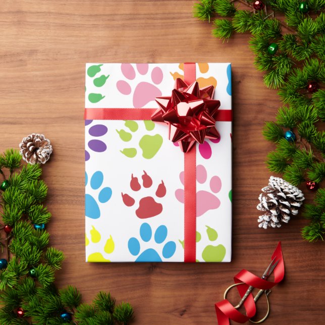 puppy dog paws tracks art pattern geschenkpapier (Feiertagsgeschenk)
