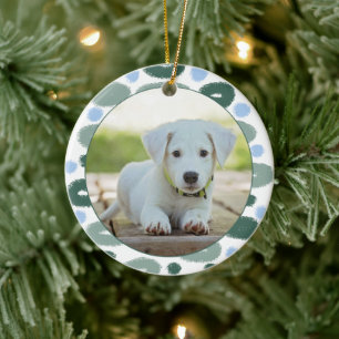 Puppy Dog Pet farbenfroh blaues grünes Muster Foto Keramik Ornament