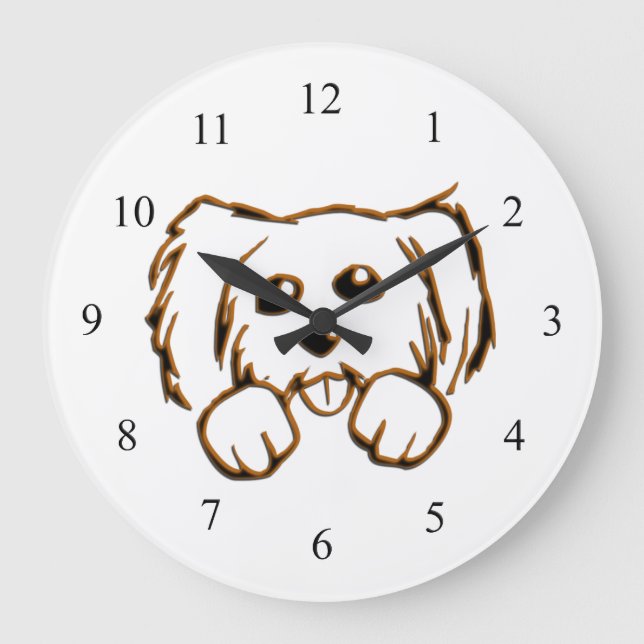 Puppy Dog pissen Große Wanduhr (Vorderseite)