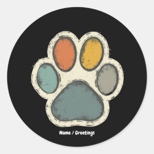 Puppy Dow Pw Print Animal Lover Peace Design Runder Aufkleber