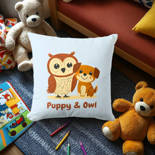 Puppy & Eule Süße Tierfreunde-Deko für Kinder Kissen
