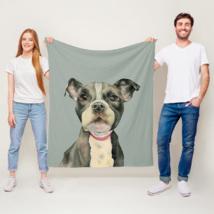 "Puppy Eyes" Pit Bull Dog Aquarellmalerei Fleecedecke