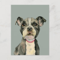 "Puppy Eyes" Pit Bull Dog Aquarellmalerei