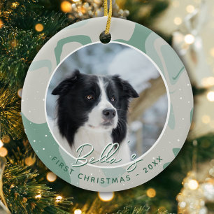 Puppy First Christmas Border Collie Dog Foto Keramik Ornament