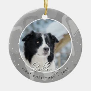 Puppy First Christmas Border Collie Dog Foto Keramik Ornament