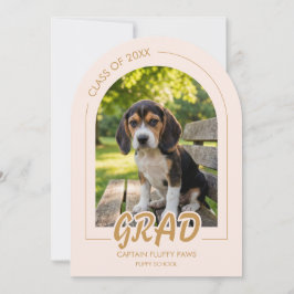 Puppy Graduation Blush Pink Gold Modern Photos Einladung