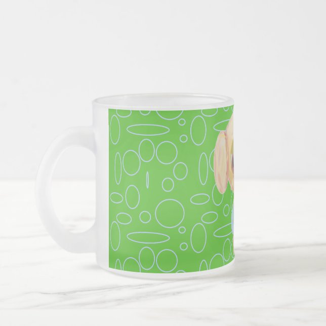 Puppy Green Circles Loops Mattglastasse (Links)