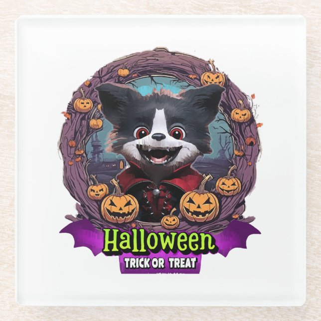 Puppy Halloween-Kostüm Glasuntersetzer (Vorderseite)