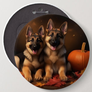 Puppy Herbst Delight Pumpkin Button