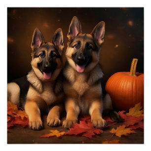 Puppy Herbst Delight Pumpkin Poster