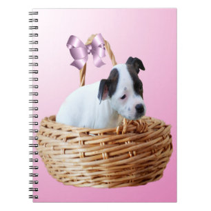 Puppy in einem Korb, Notizblock
