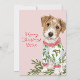 Puppy in Pajamas Pink Flat Feiertagskarte