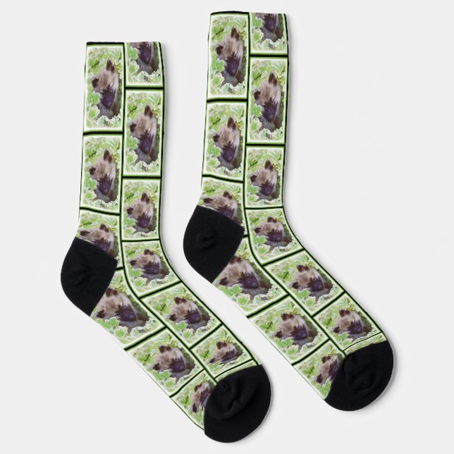 Puppy in the Garden Original Kunst Socken (Rechts)