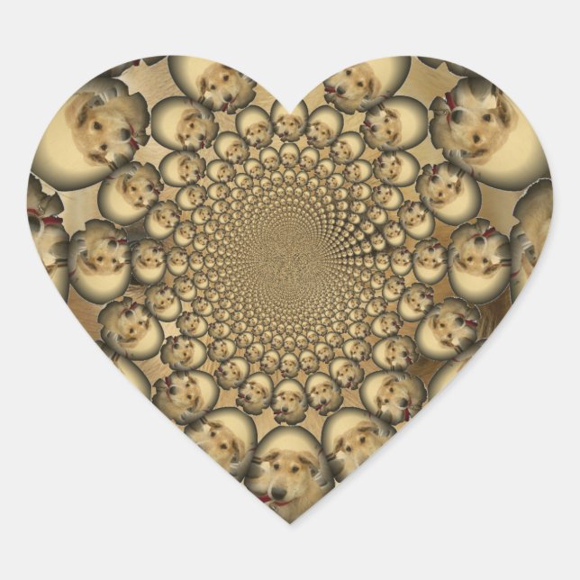 Puppy Kaleidoskop Art Print Herz-Aufkleber (Vorderseite)