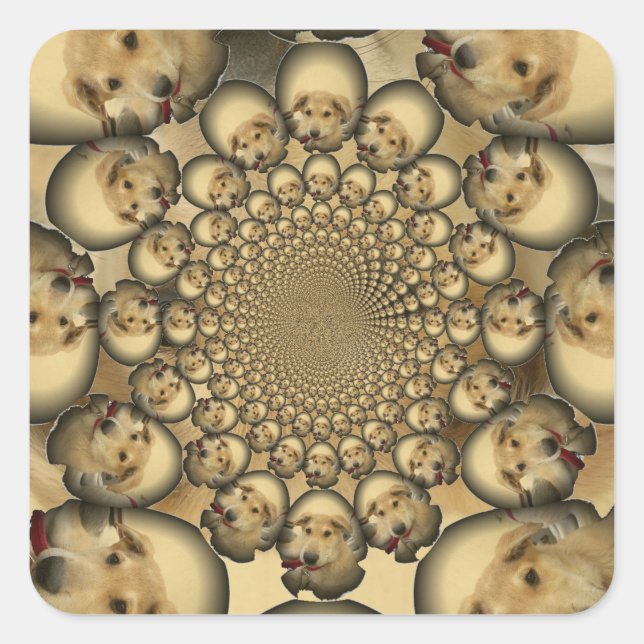 Puppy Kaleidoskop Art Print Quadratischer Aufkleber (Vorderseite)