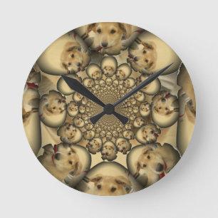 Puppy Kaleidoskop Art Print Runde Wanduhr