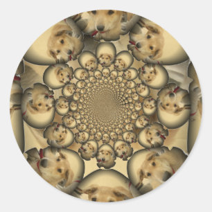 Puppy Kaleidoskop Art Print Runder Aufkleber