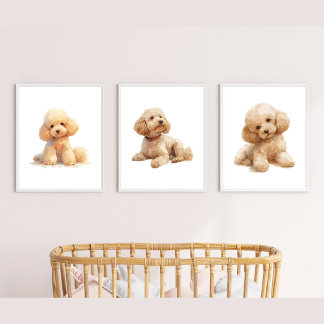 Puppy Kinderzimmer Deco, Poodle Wall Art Bilderwand Sets