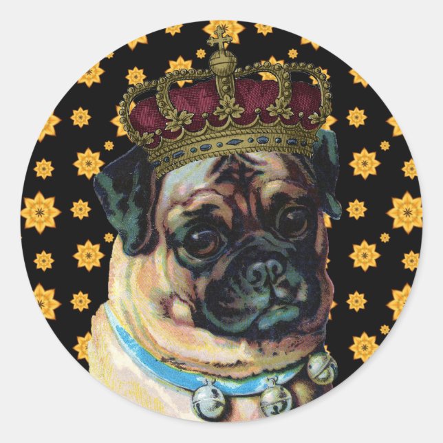 Puppy King Runder Aufkleber (Vorderseite)