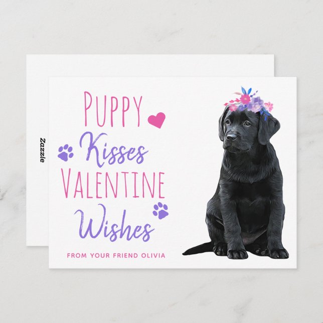 Puppy Kisses Classroom Kids Valentinstag Feiertagskarte (Vorne/Hinten)