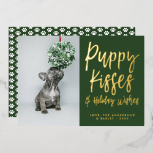 Puppy Kisses Paw Print Foto Foliday Card Folieneinladung