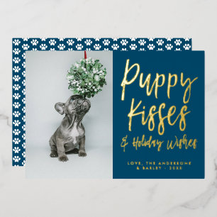 Puppy Kisses Paw Print Foto Foliday Card Folieneinladung