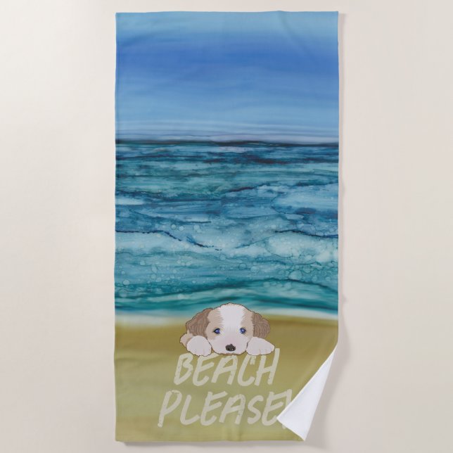 Puppy Liebe Beach Handtuch (Vorderseite)