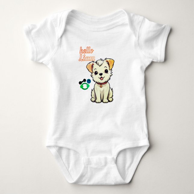 Puppy Liebe Liam Baby Bodysuit. Baby Strampler (Vorderseite)