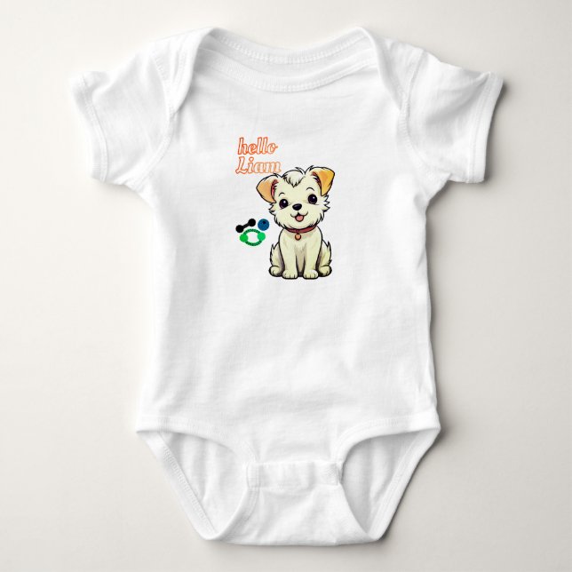 Puppy Liebe Liam Baby Bodysuit. Strampler (Vorderseite)