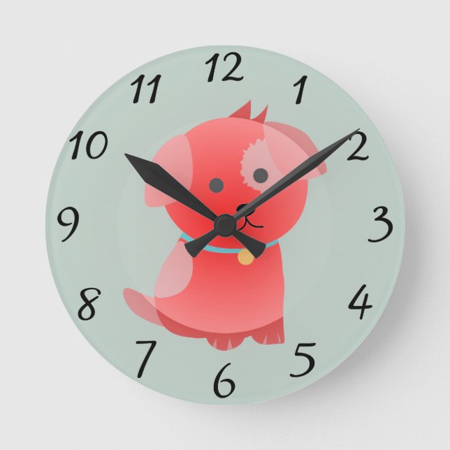 Puppy-Liebe Runde Wanduhr (Vorderseite)