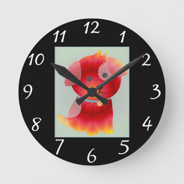 Puppy-Liebe Runde Wanduhr (Vorderseite)