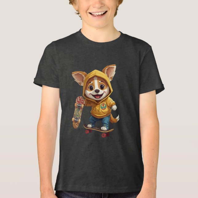 Puppy Love – Cute Smiling Puppy Aesthetic T-Shirt  Tri-Blend Shirt (Vorderseite)