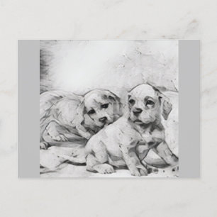 puppy love in gray postkarte