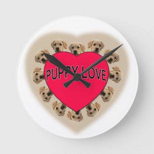 Puppy Love Runde Wanduhr
