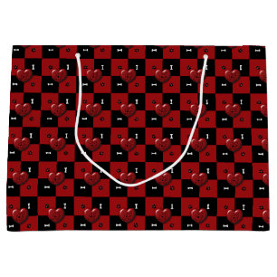 Puppy Lover Karos Red 01-GIFT BAG L Große Geschenktüte