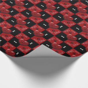 Puppy Lover Karos Red 02-GIFT-WRAPPING-PAPIER Geschenkpapier