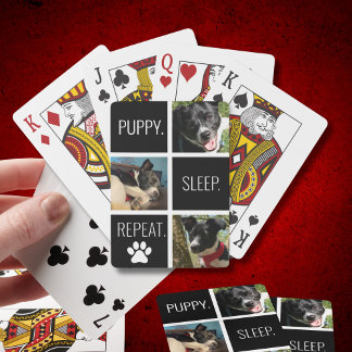 Puppy Lover's Black and White Foto Geometric Pet Spielkarten