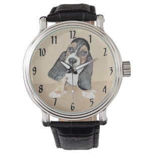 Puppy-Malerei im Basset-Hund - Original Hundeschic Armbanduhr