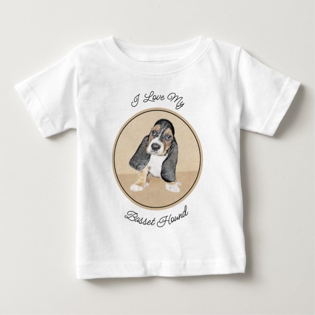 Puppy-Malerei im Basset-Hund - Original Hundeschic Baby T-shirt (Vorderseite)