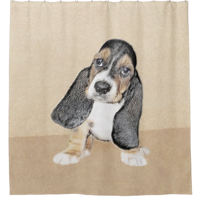 Puppy-Malerei im Basset-Hund - Original Hundeschic Duschvorhang (Vorderseite)