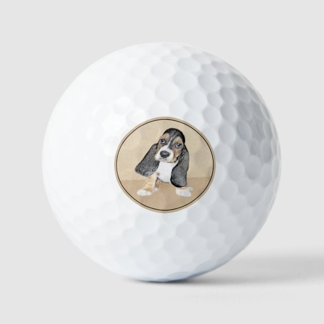 Puppy-Malerei im Basset-Hund - Original Hundeschic Golfball (Vorderseite)