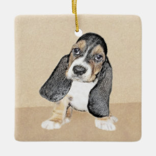 Puppy-Malerei im Basset-Hund - Original Hundeschic Keramikornament