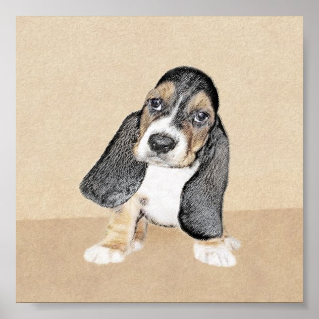 Puppy-Malerei im Basset-Hund - Original Hundeschic Poster (Vorne)