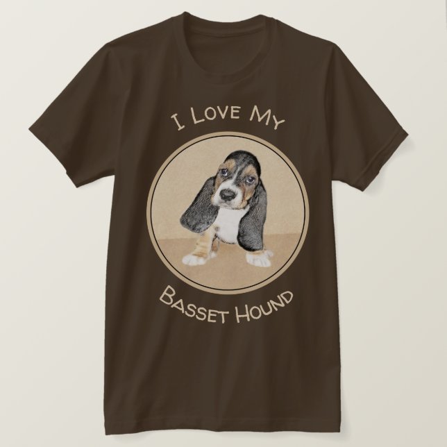 Puppy-Malerei im Basset-Hund - Original Hundeschic T-Shirt (Design vorne)
